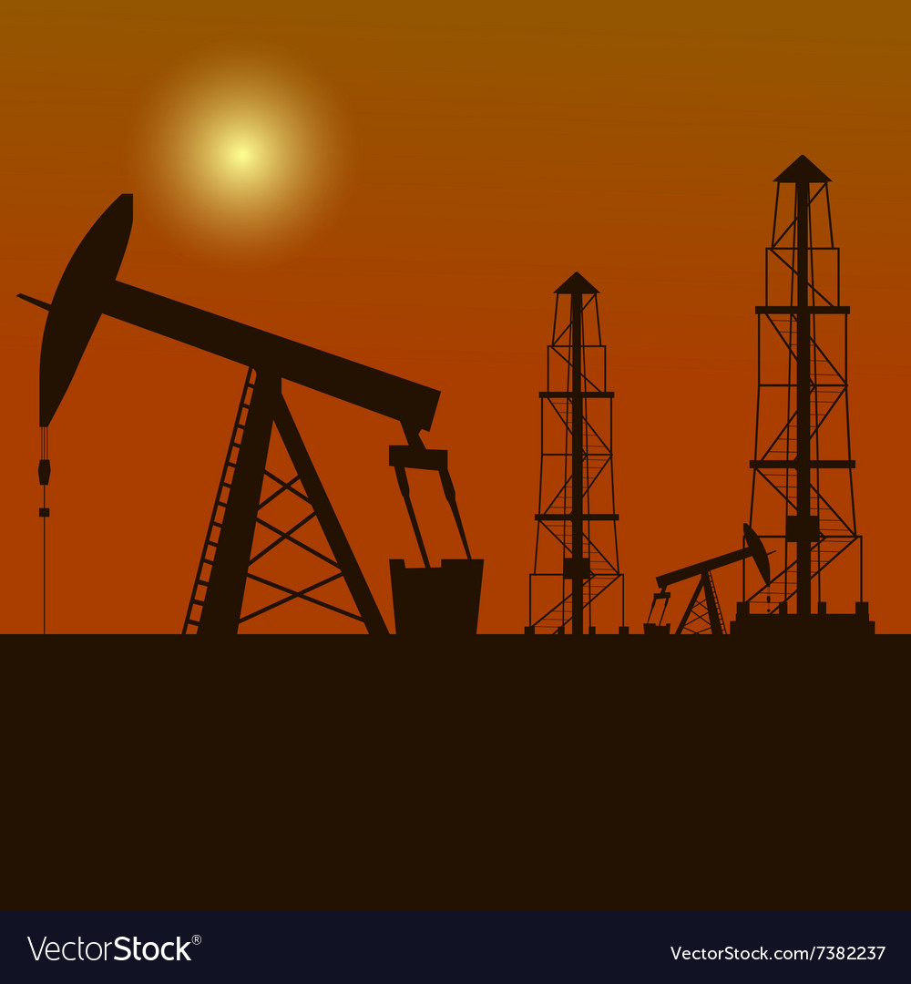 Silhouette of oil derrick Royalty Free Vector Image