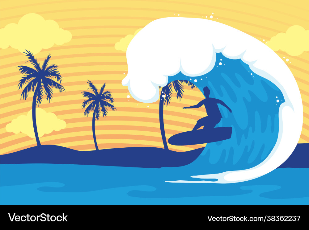 Waves and surfer Royalty Free Vector Image - VectorStock