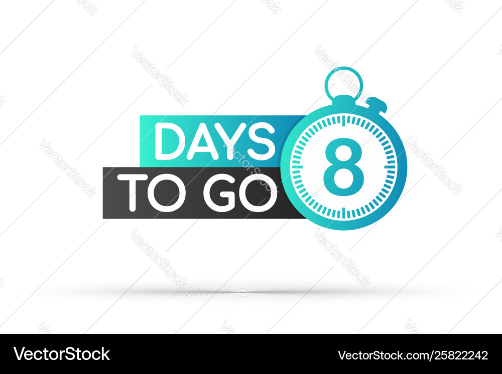 8 Days To Go Flat Icon Royalty Free Vector Image