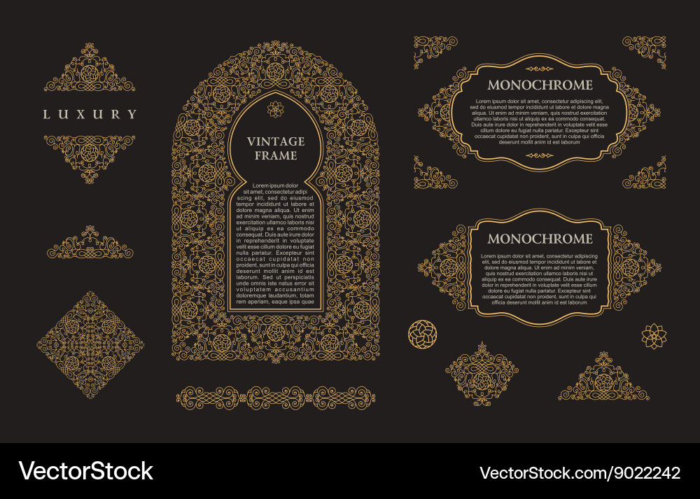 Arabic set frames lines art design Royalty Free Vector Image