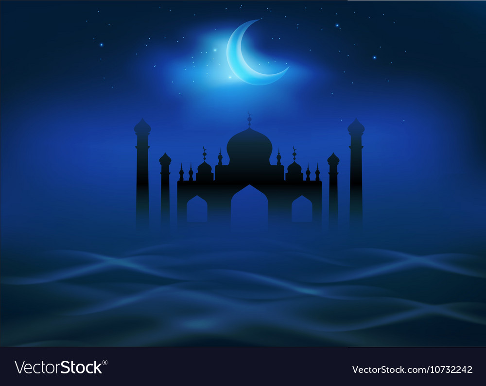 Fog And Clouds Around Islamic Mosque Royalty Free Vector