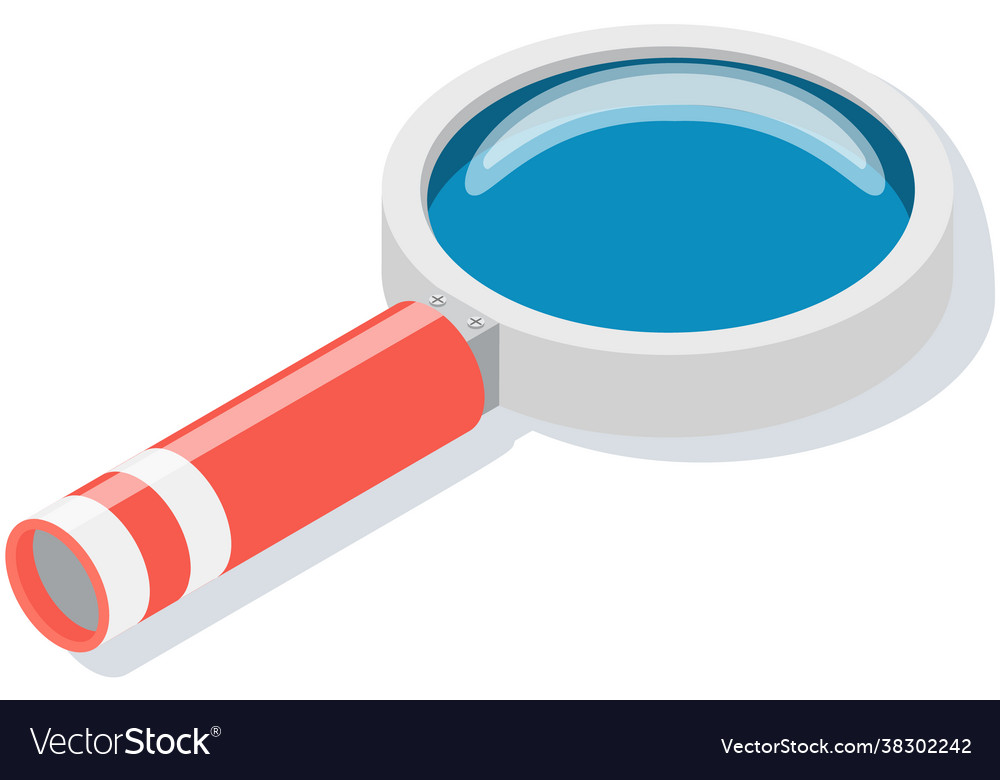 Magnifier with long handle and lens magnifying Vector Image