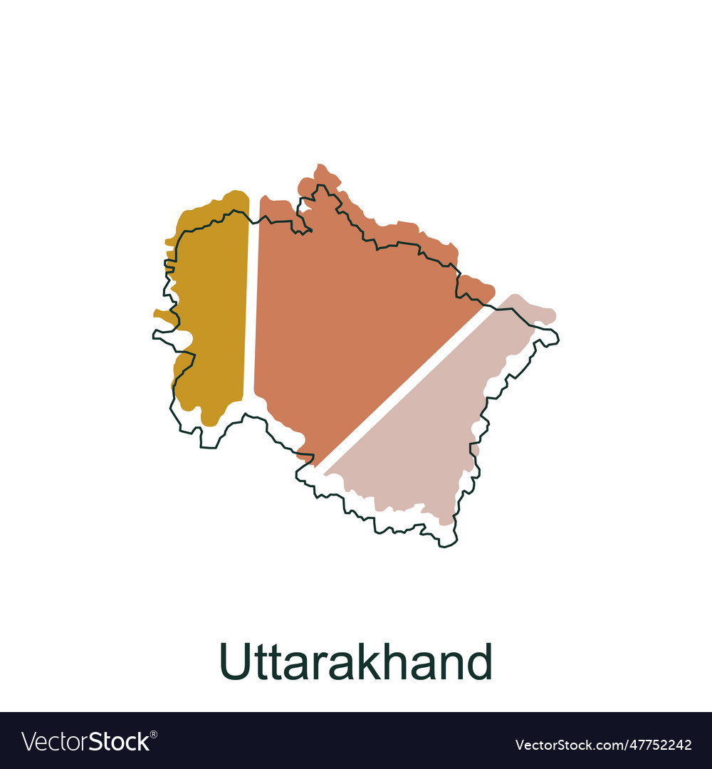 Map of uttarakhand design with black outline Vector Image