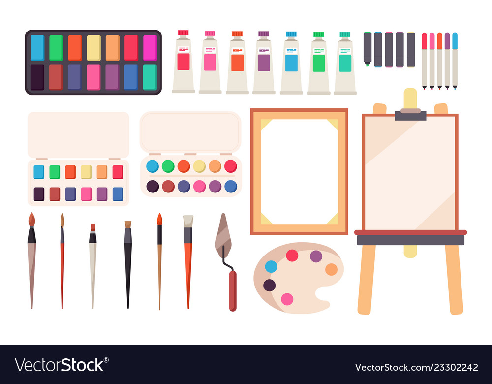 Painting Accessories Vector Cartoon Illustration. Canvas, Picture