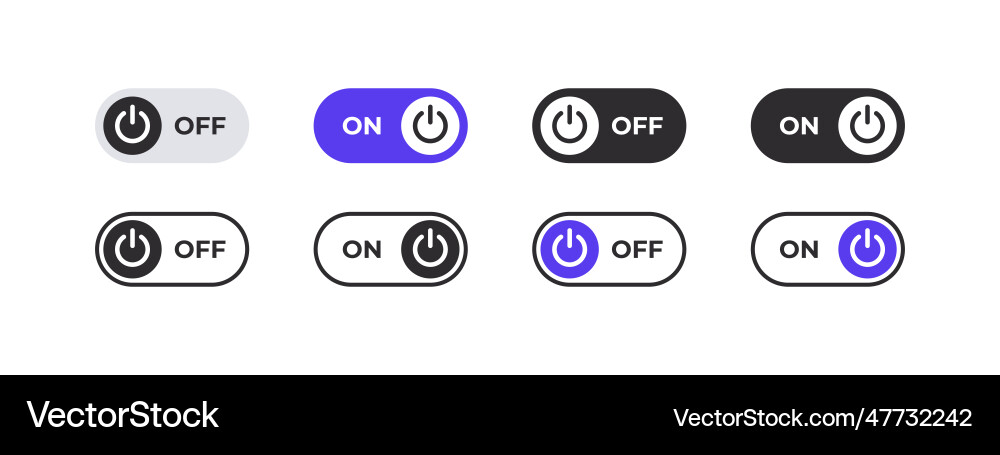 Switch buttons on and off icons on off switcher Vector Image