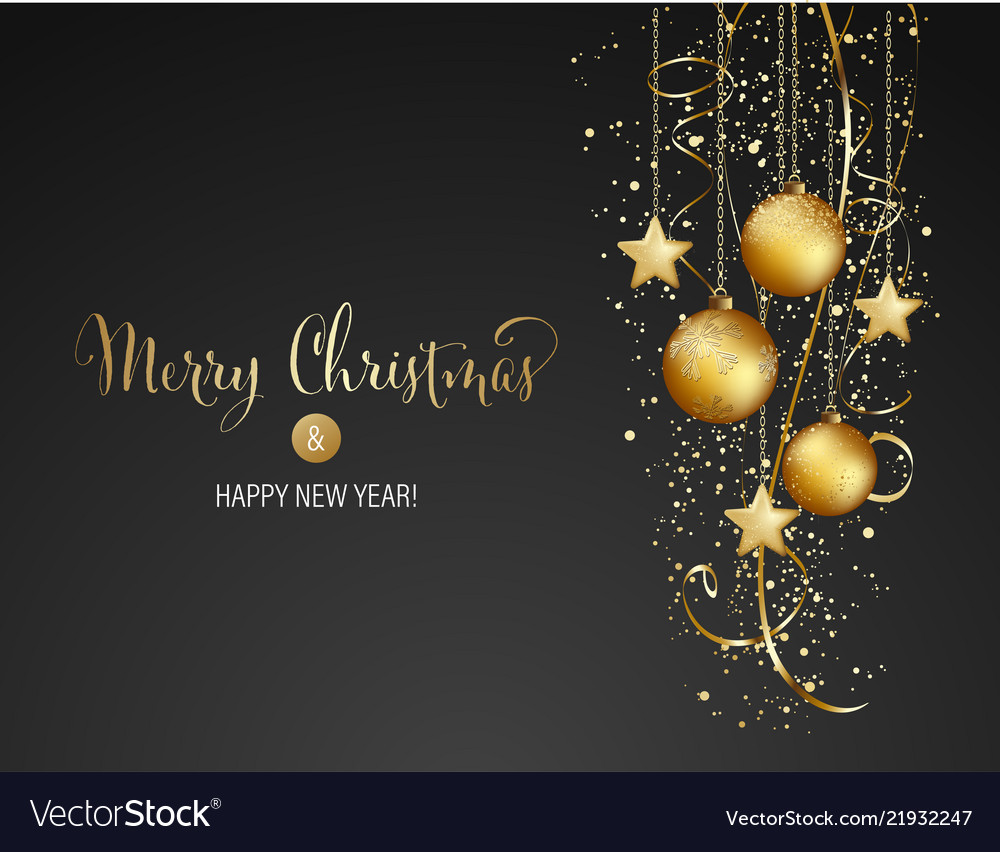 Christmas background with gold baubles Royalty Free Vector