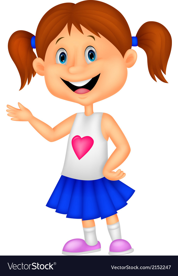 Cute Girl Cartoon Presenting Royalty Free Vector Image 