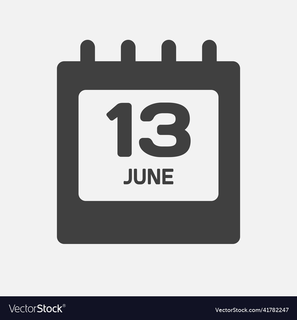 Icon day date 13 june template calendar page Vector Image