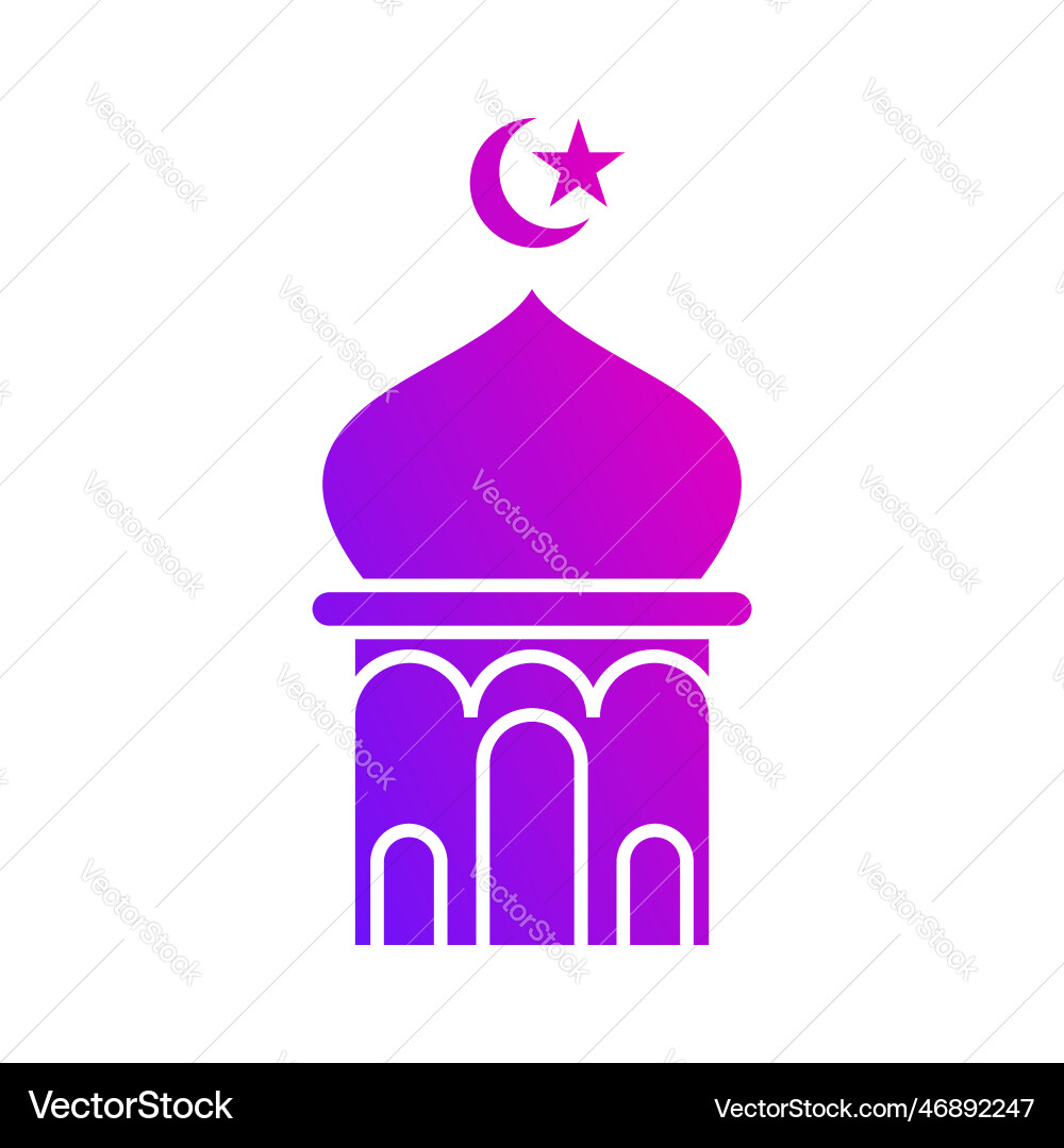 Islamic mosque pillar gradient icon button Vector Image