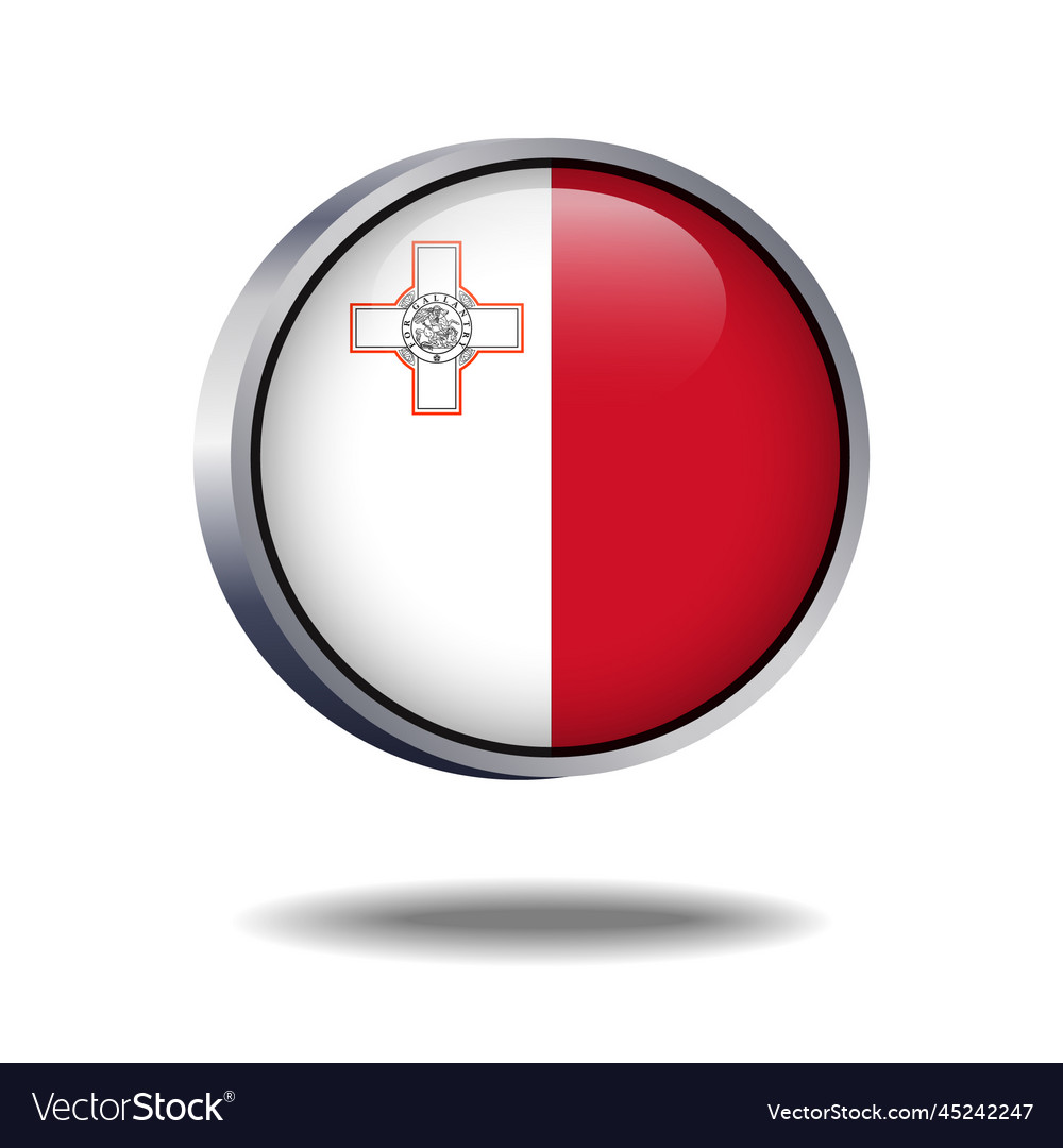 Malta Flag Button Royalty Free Vector Image Vectorstock