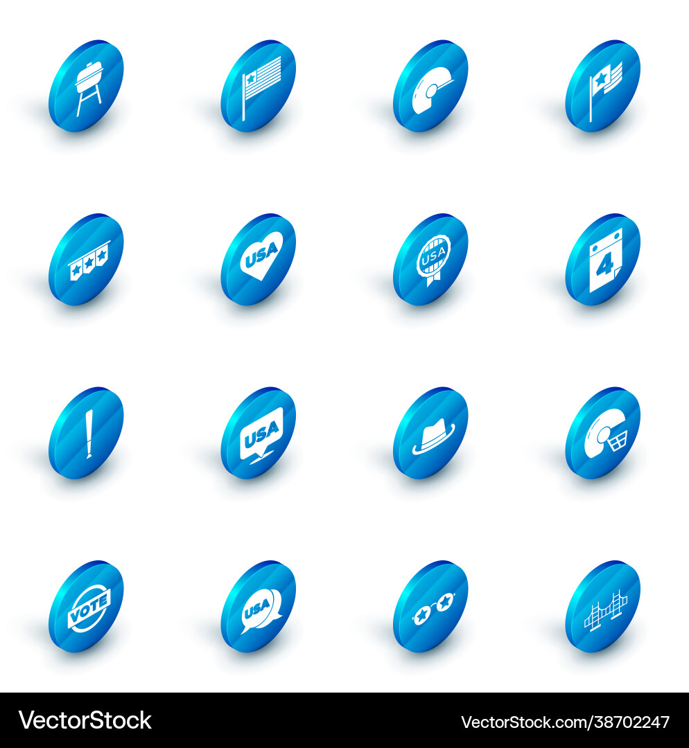 Set american flag baseball helmet carnival Vector Image