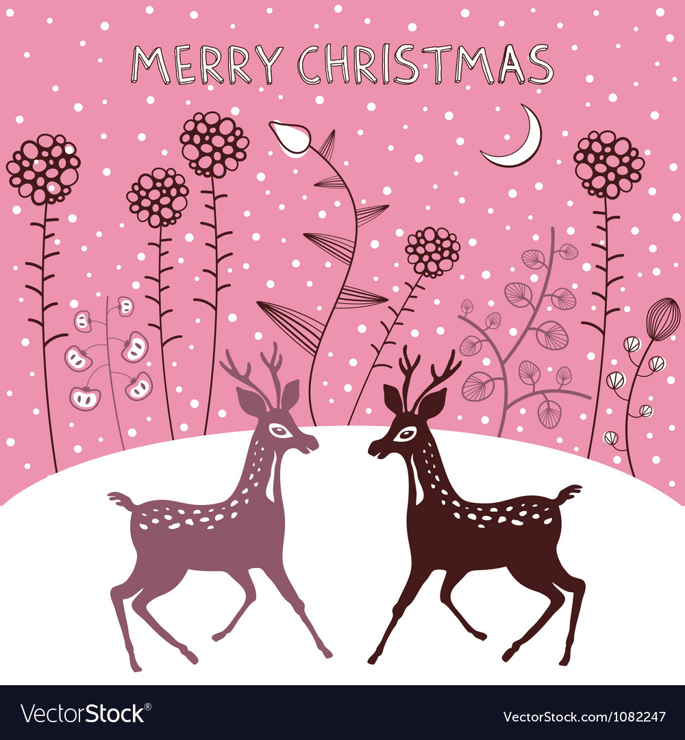 Vintage Christmas Deer Pattern Card