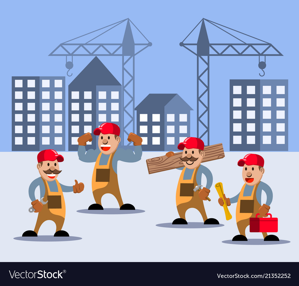 Construction worker character set Royalty Free Vector Image