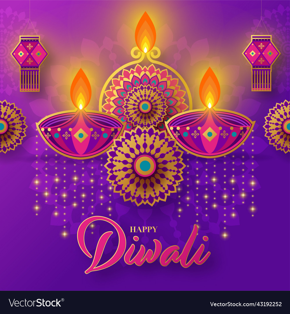 Happy diwali deepavali the indian festival Vector Image