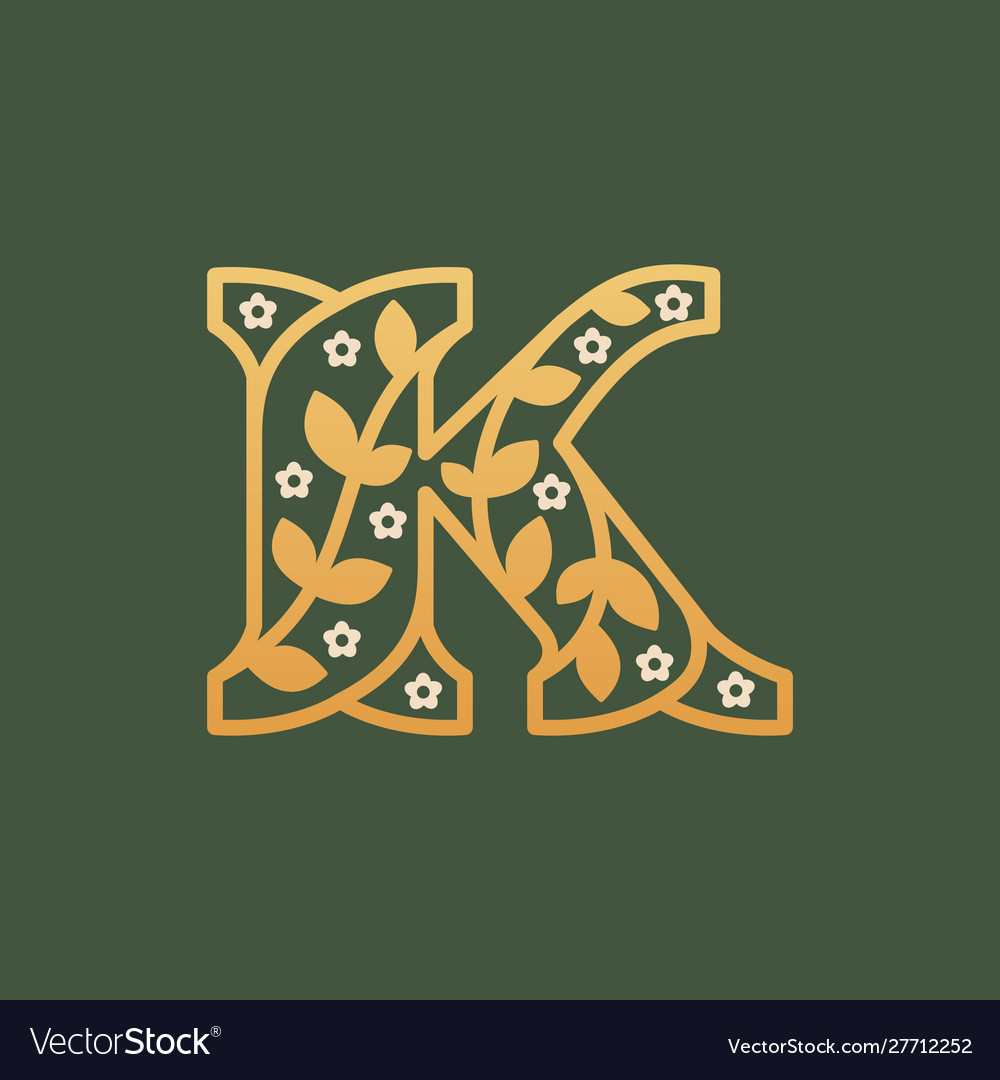 K letter logo consisting floral pattern Royalty Free Vector