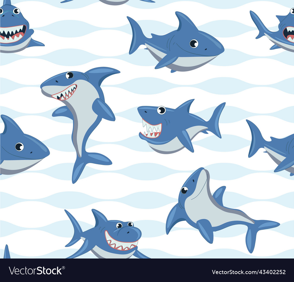 Sharks seamless pattern Royalty Free Vector Image