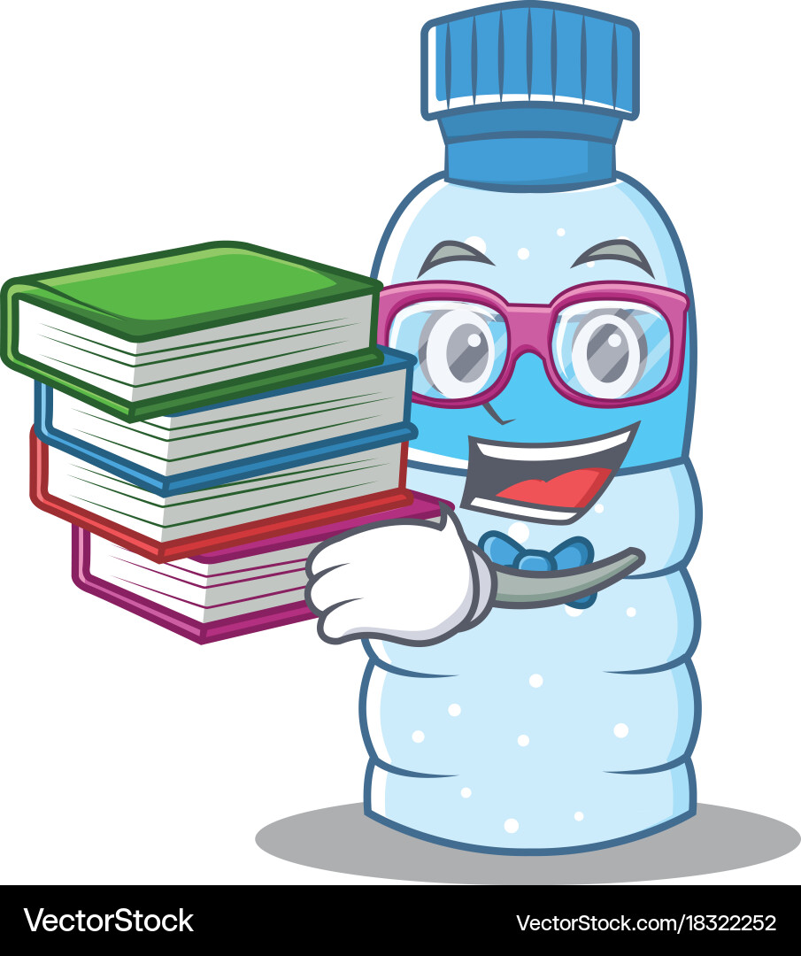 Student with book bottle character cartoon style Vector Image