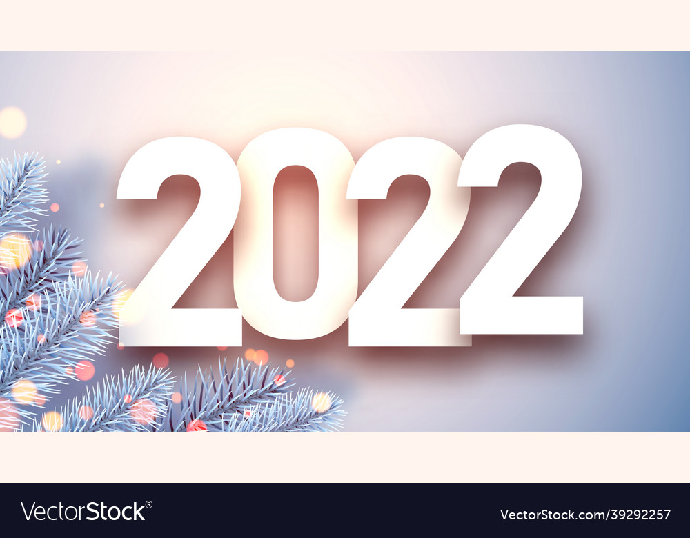 2022 christmas blue spruce branches with bokeh Vector Image