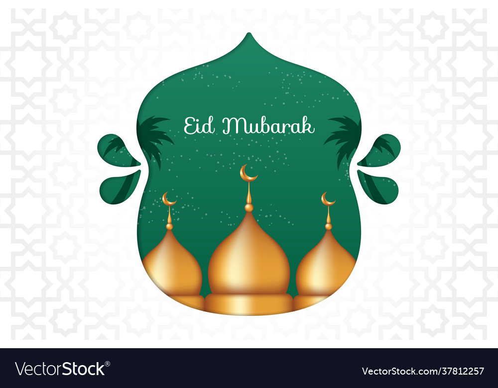 Luxury eid mubarak with realistic 3d golden Vector Image