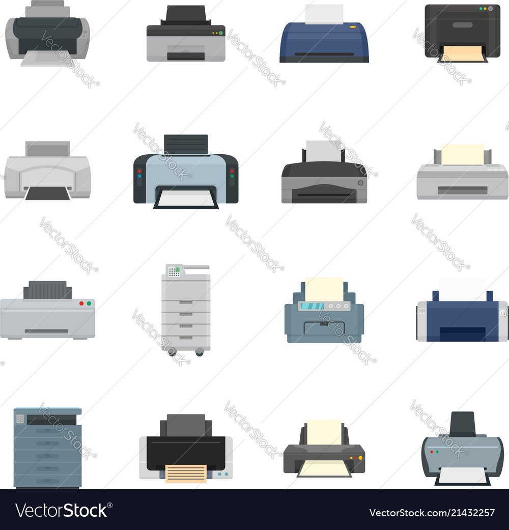 Printer office copy document icons set flat style Vector Image