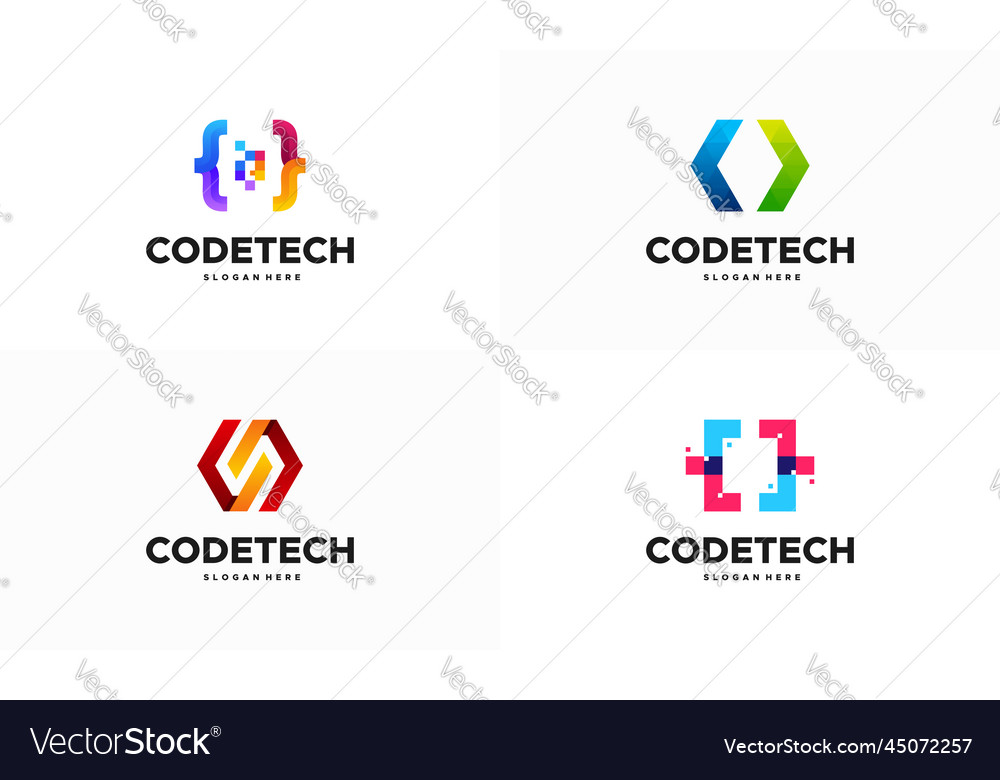 Set of modern coding logo designs concept