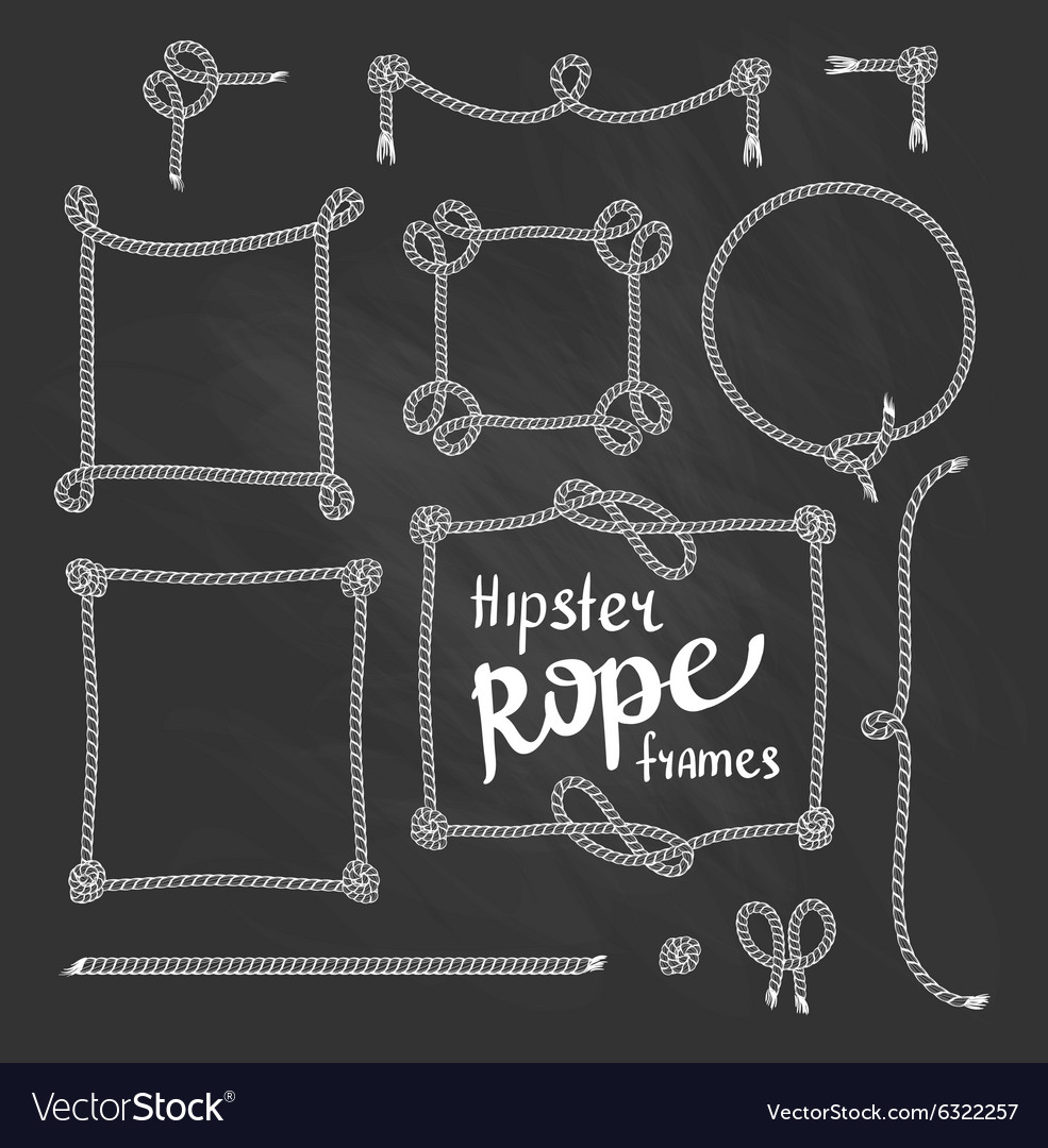 Set Of Simple White Rope Frames Graphic Designs On Set Of Simple White Rope Frames Graphic Designs On Vector Image