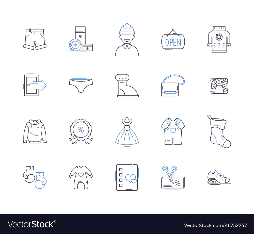 Shop and customer outline icons collection Vector Image