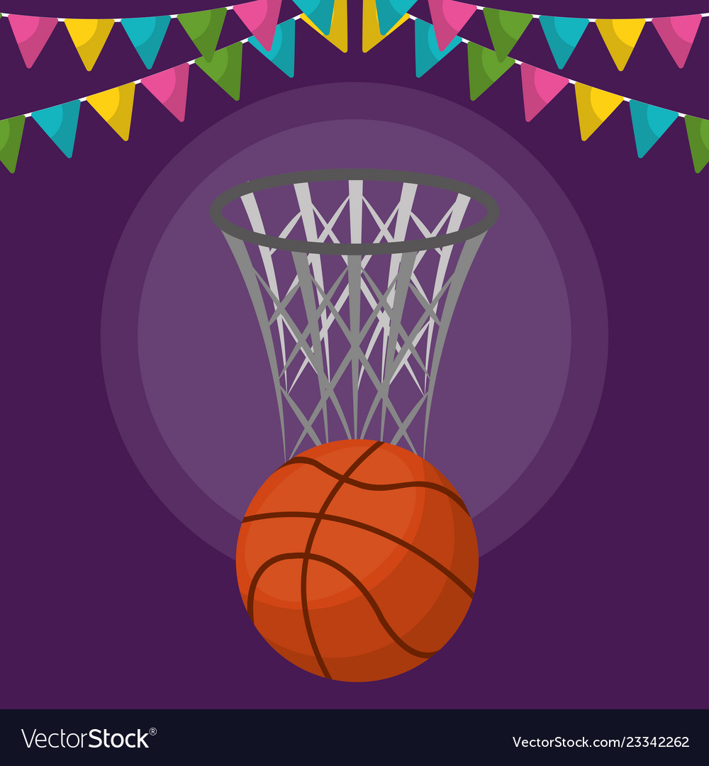 Basketball Balloon And Basket Sport Royalty Free Vector