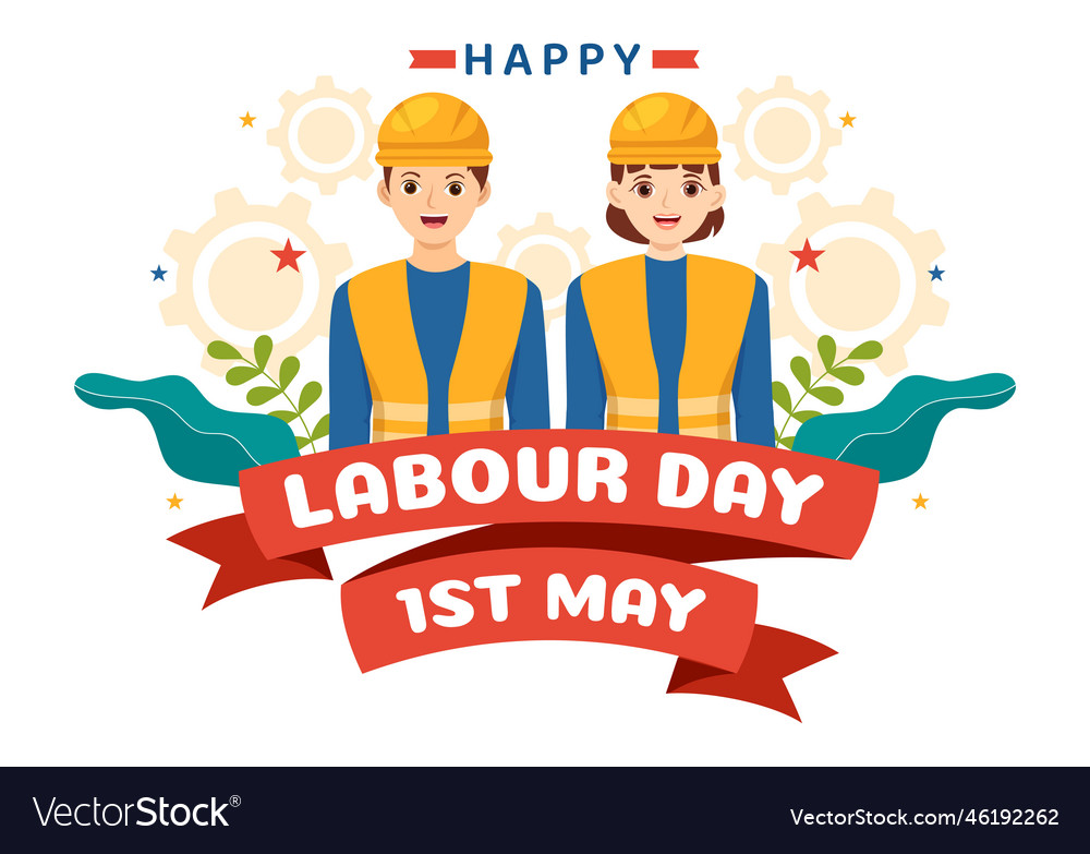 Happy labor day on 1 may with different Royalty Free Vector