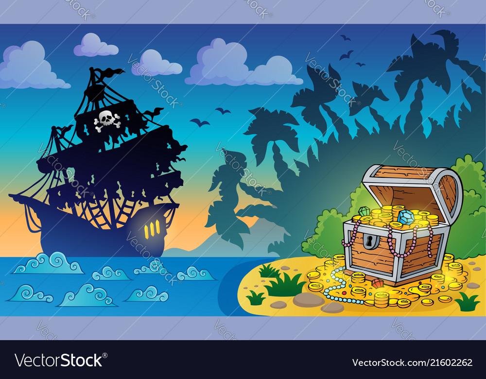 Pirate theme with treasure chest 5 Royalty Free Vector Image