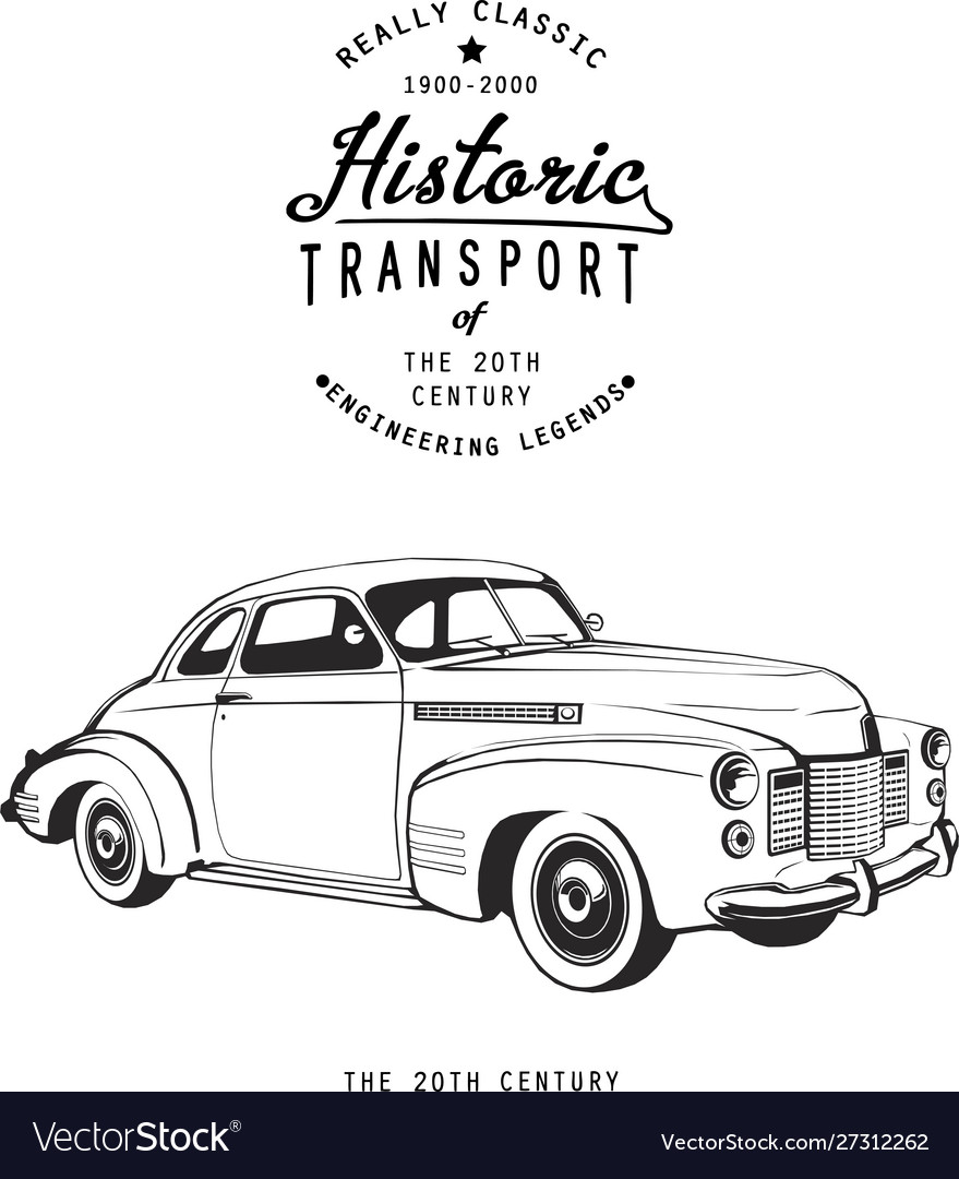Retro coupe with logo monogram graphic vintage vector image Retro coupe with logo monogram graphic vintage