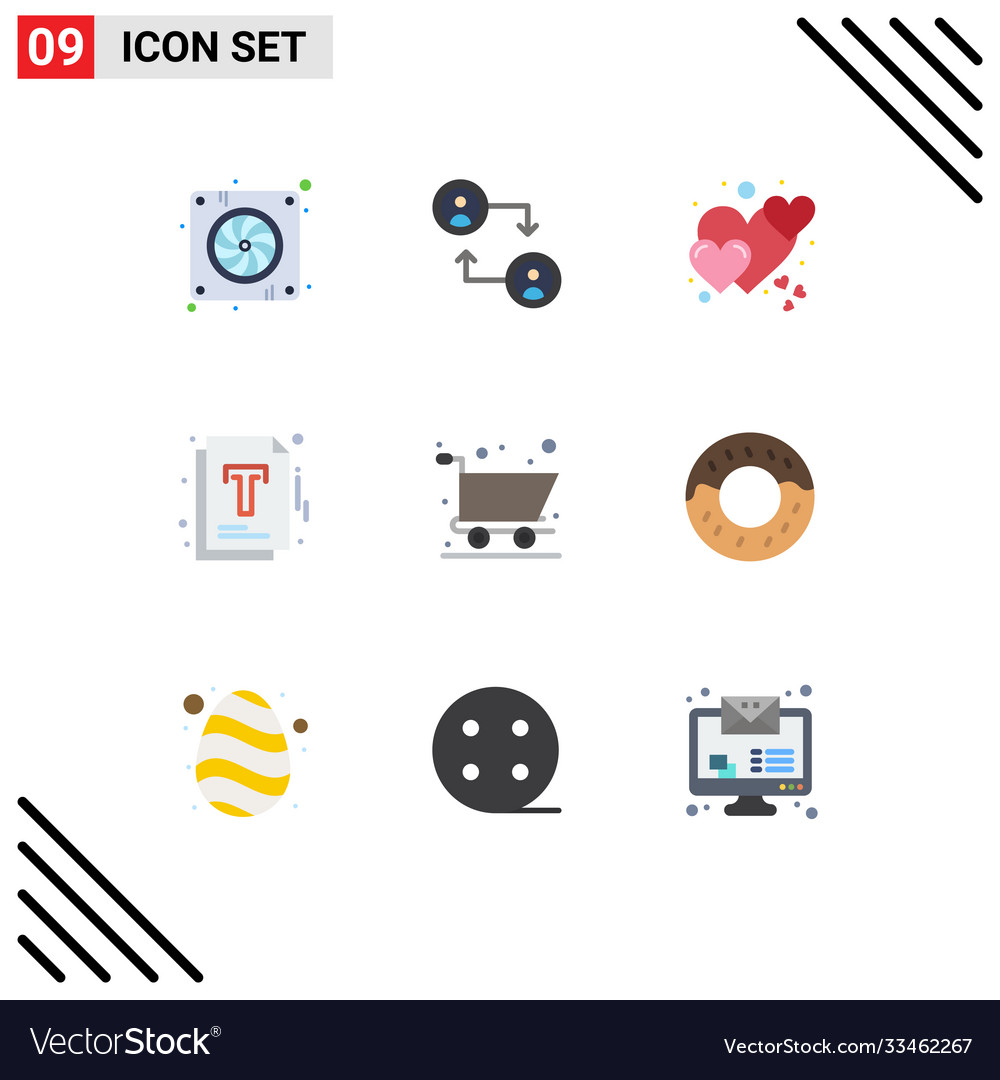 9 user interface flat color pack modern signs Vector Image