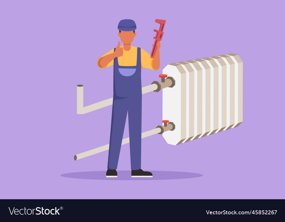 Cartoon flat style drawing plumber standing Vector Image