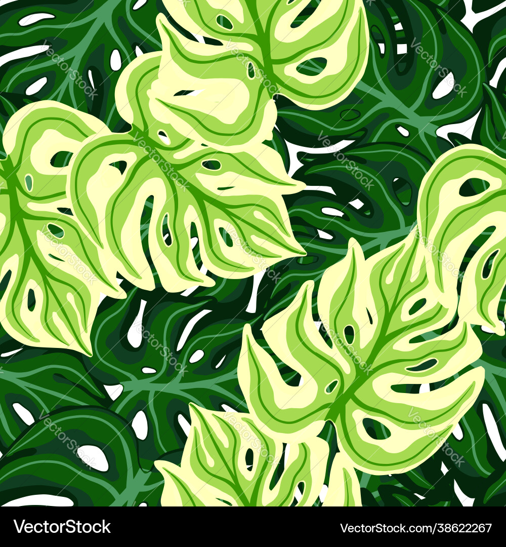 Creative seamless pattern with monstera leaves Vector Image