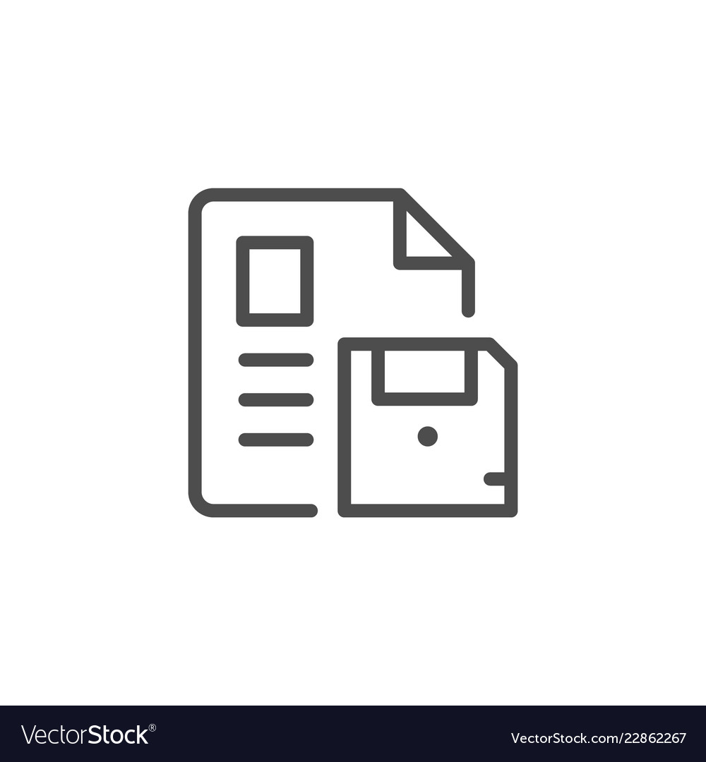 Document saving line icon Royalty Free Vector Image