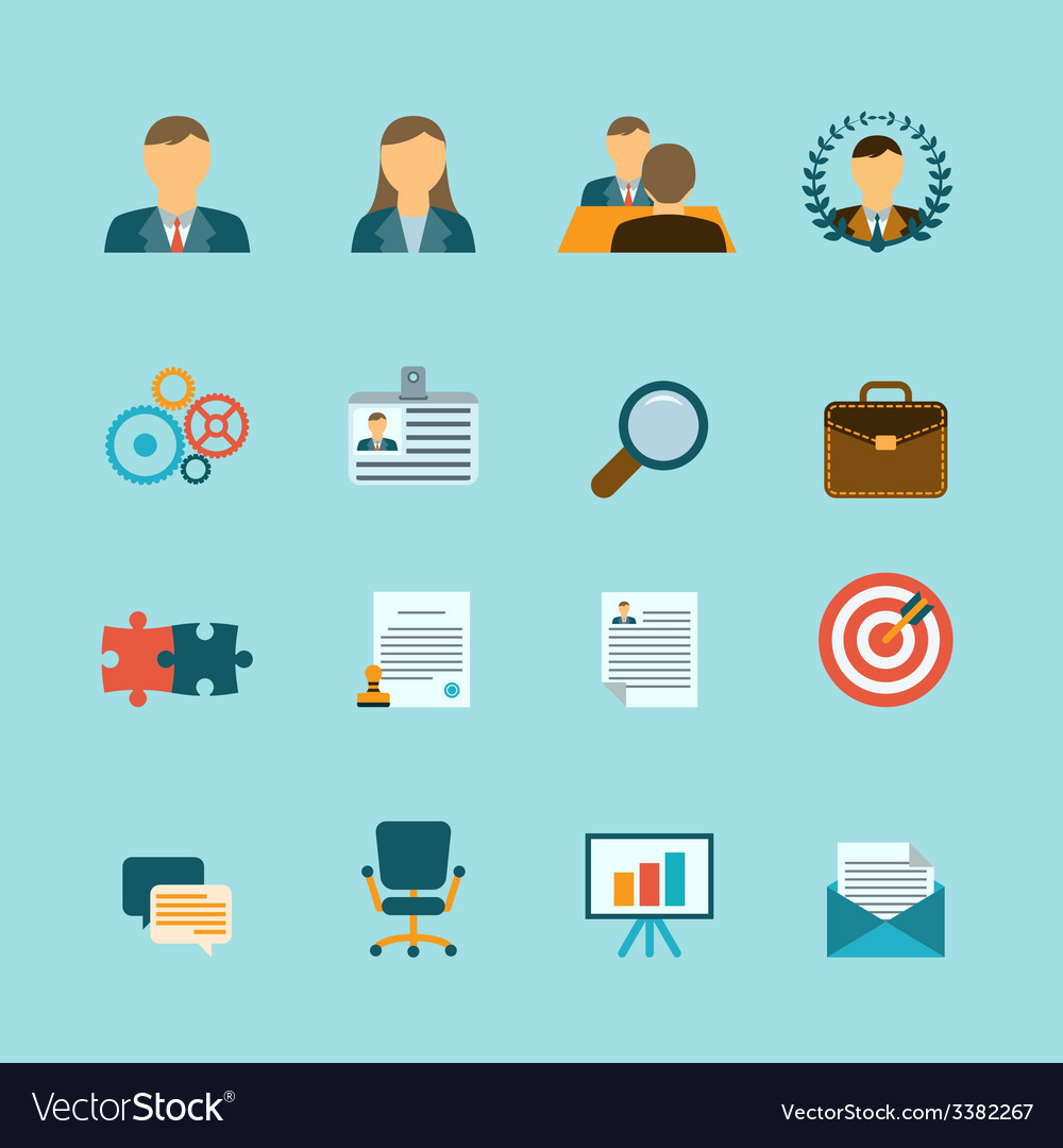 Human resources flat icons set