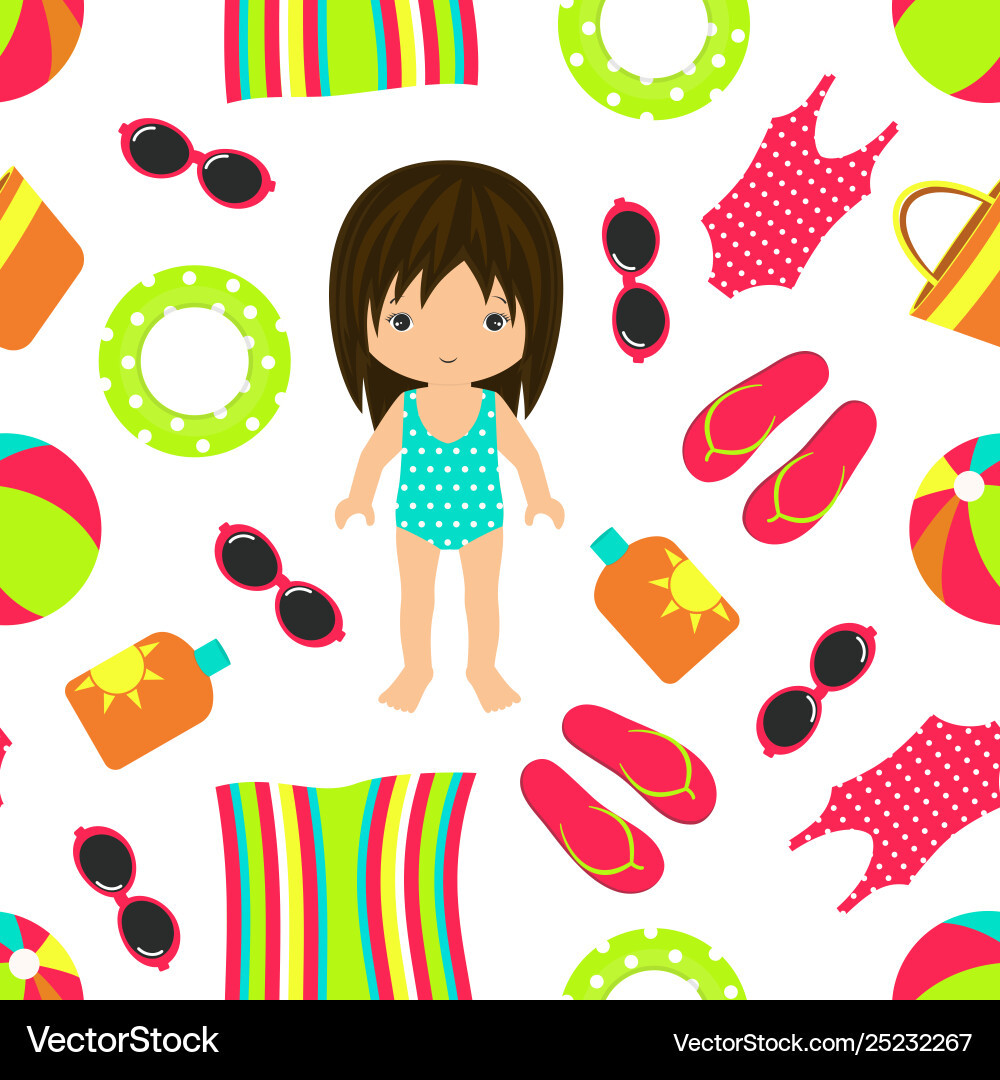 Vacation seamless beach pattern Royalty Free Vector Image
