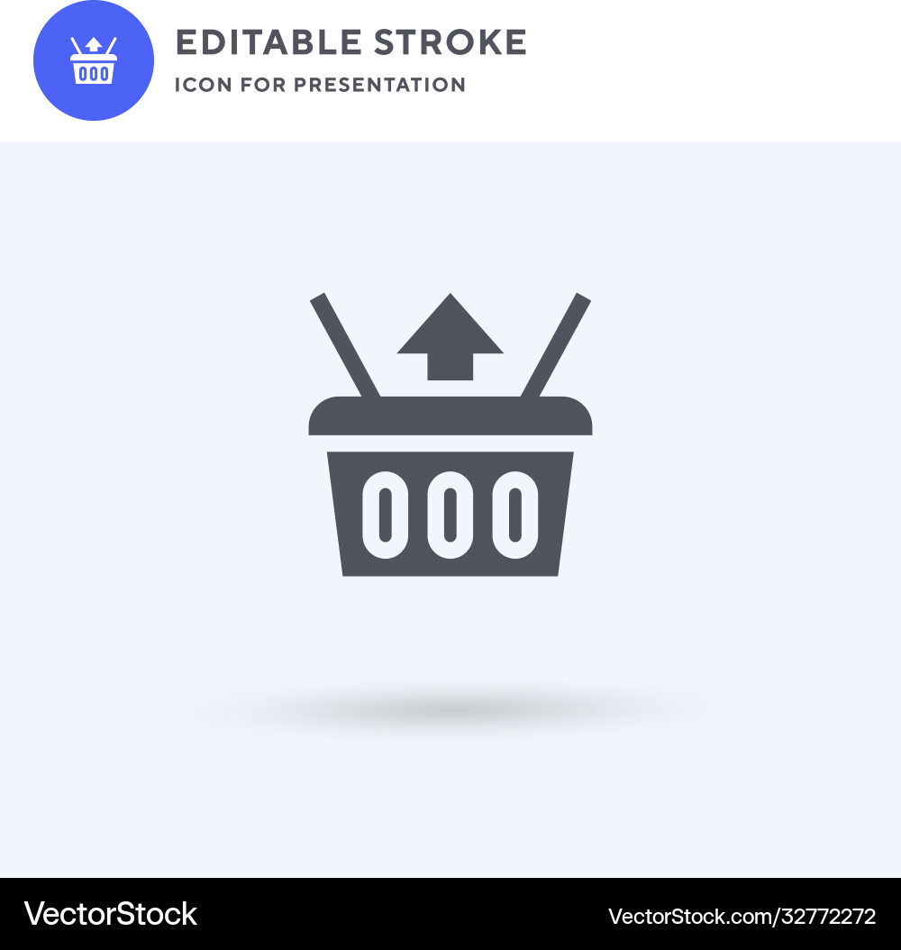Basket icon filled flat sign solid Royalty Free Vector Image
