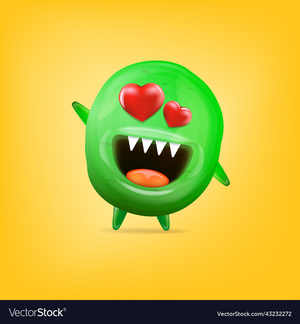 Cartoon funny green alien monster Royalty Free Vector Image