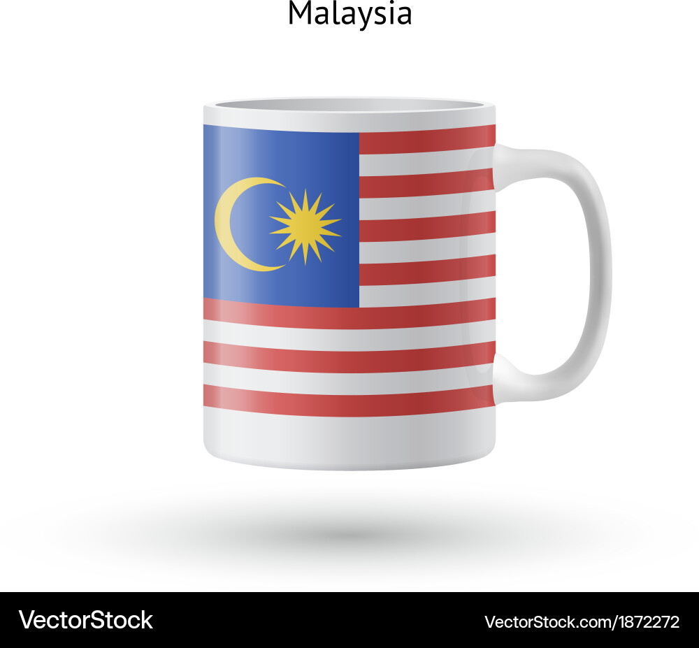 Malaysia flag souvenir mug on white background Vector Image