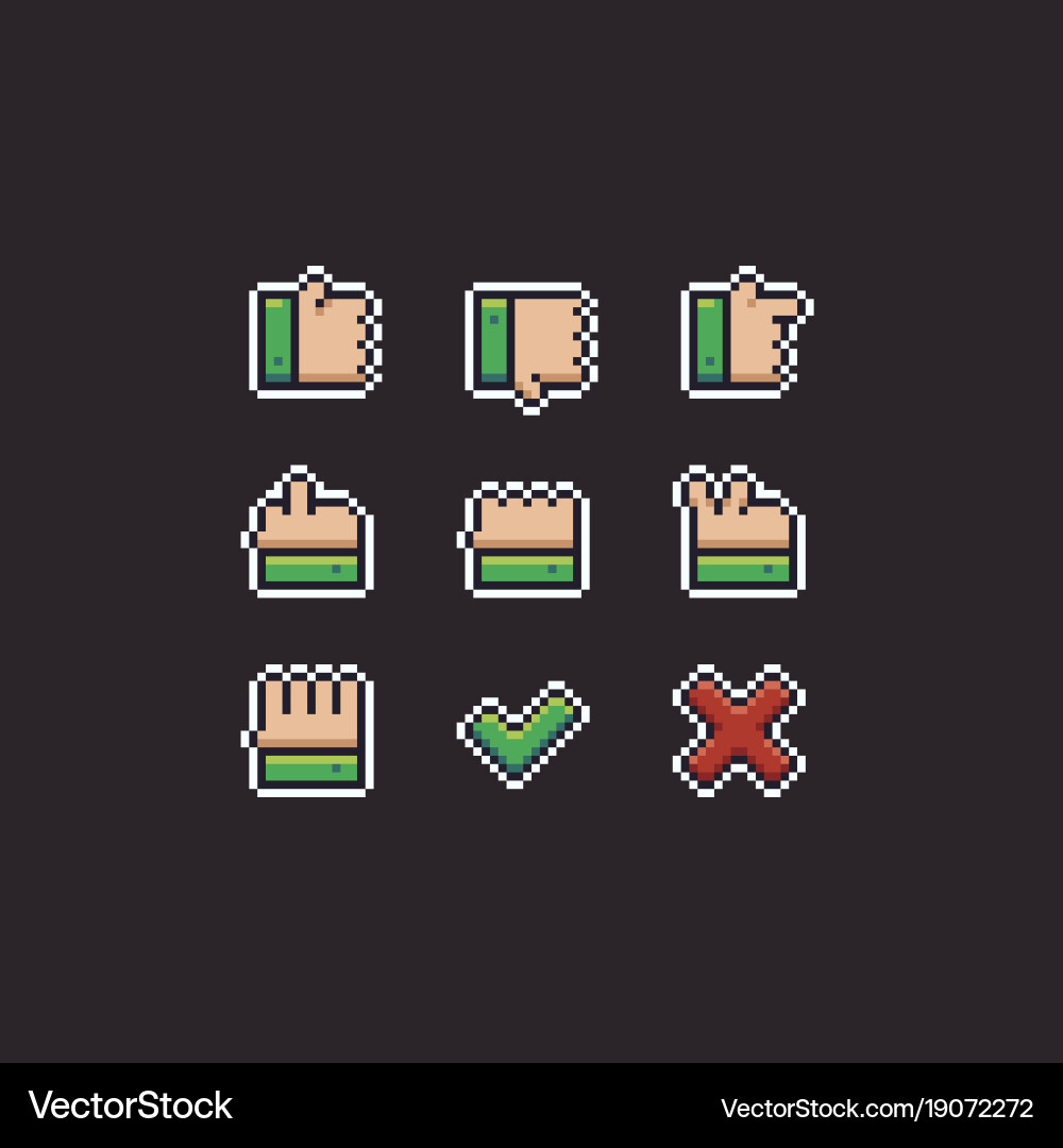 Pixel art gestures Royalty Free Vector Image - VectorStock