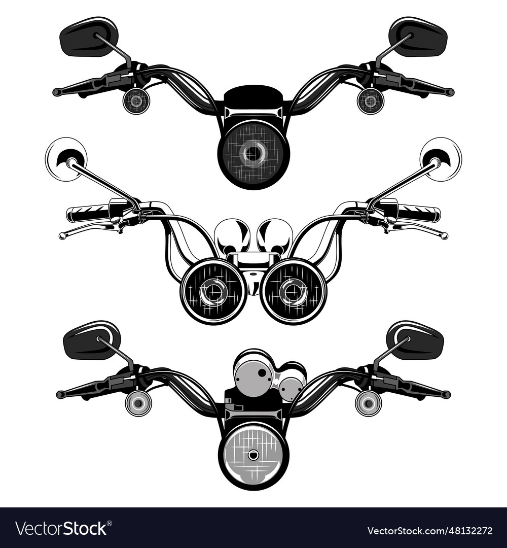 Set Of Images Of Motorcycle Handlebars Royalty Free Vector