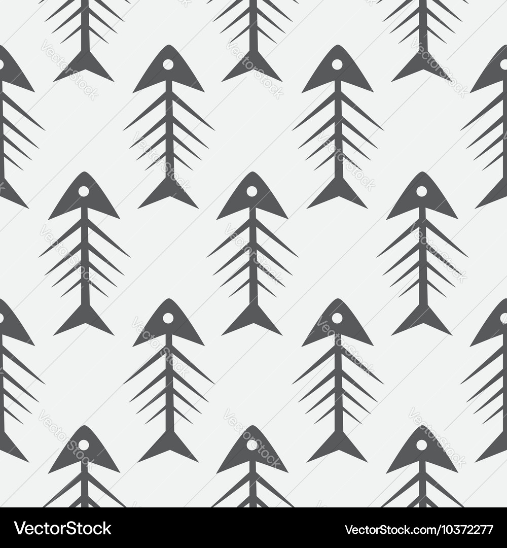 Fish bone monochrome seamless pattern Royalty Free Vector