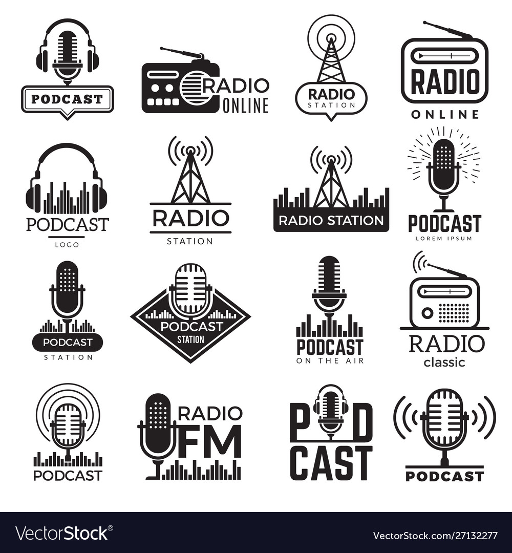 Radio Station Logo Music Studio Podcast Speaker Vector 27132277 