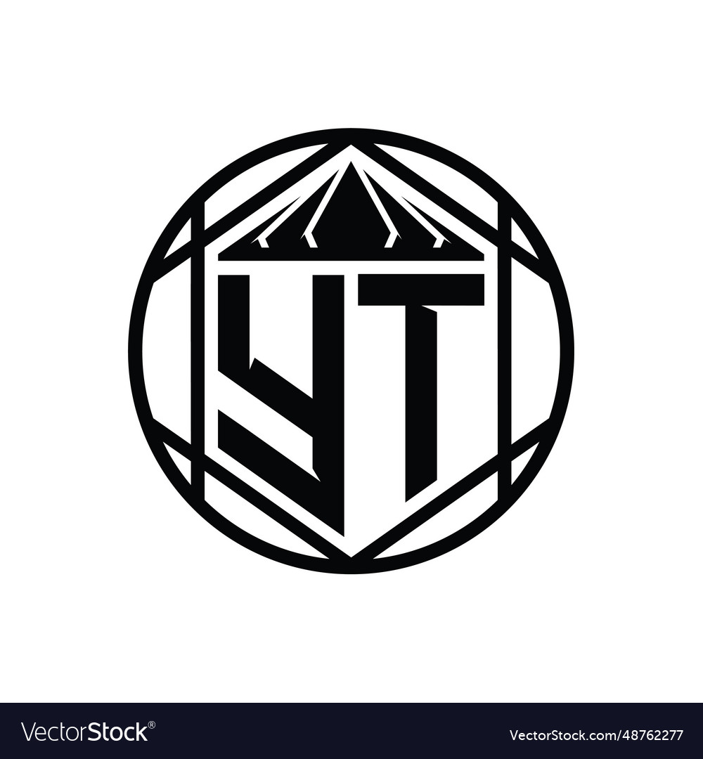 Yt letter logo monogram hexagon slice crown sharp Vector Image