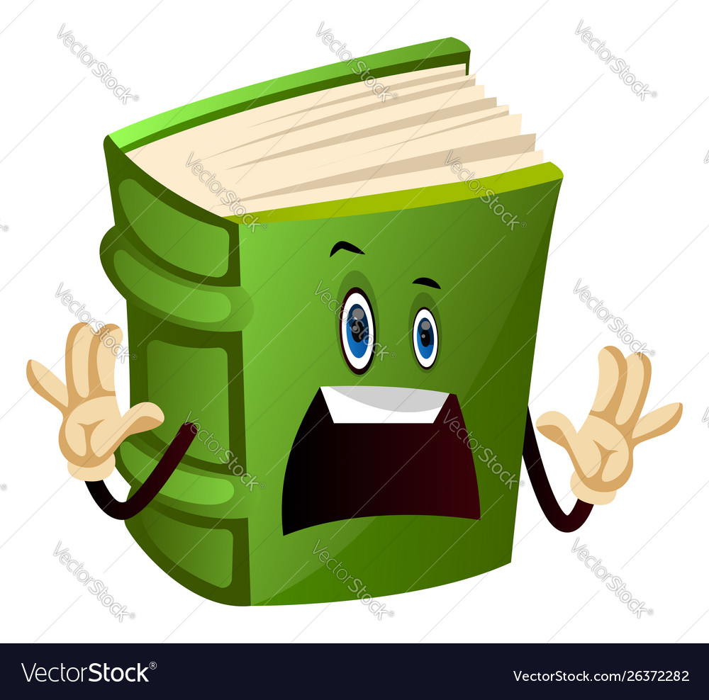 Cartoon book character is afraid on white Vector Image