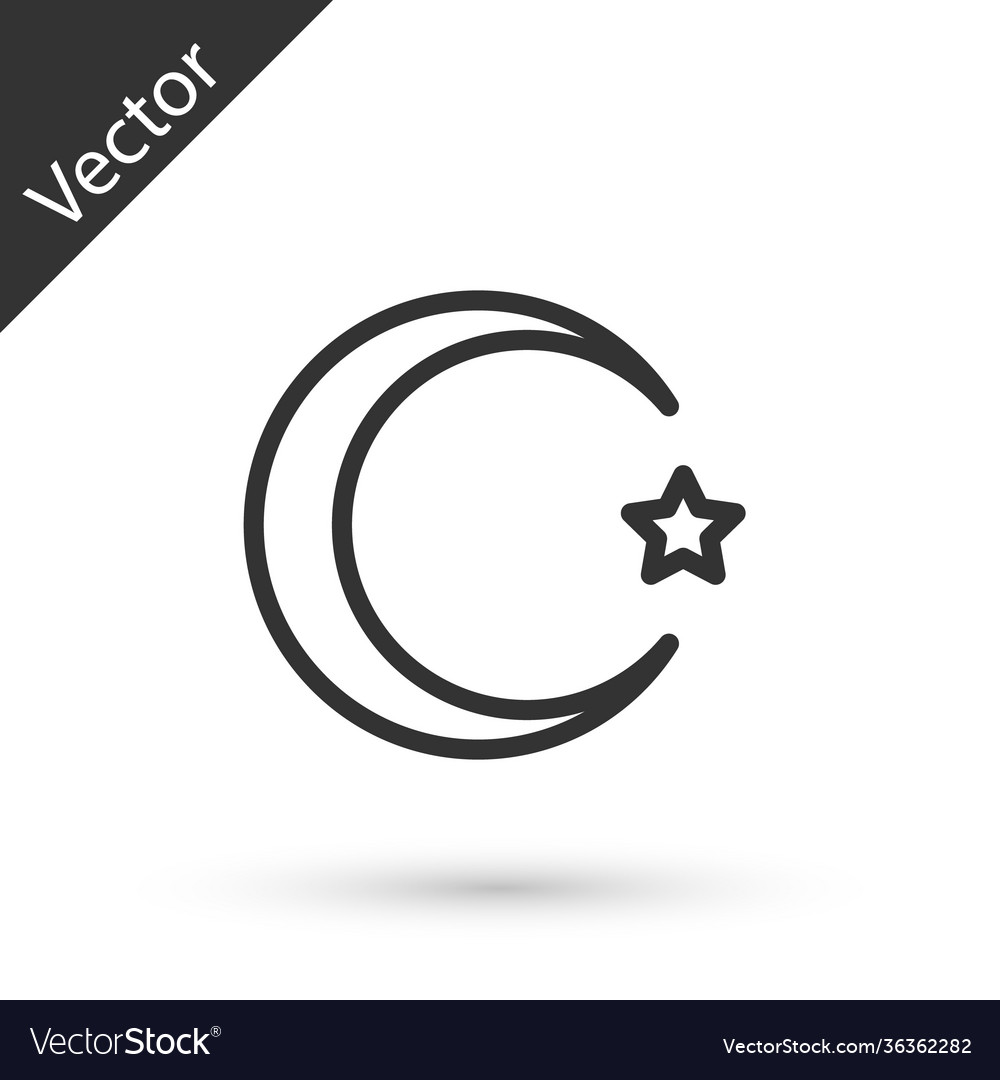 Grey Line Star And Crescent Symbol Islam Icon Vector Image