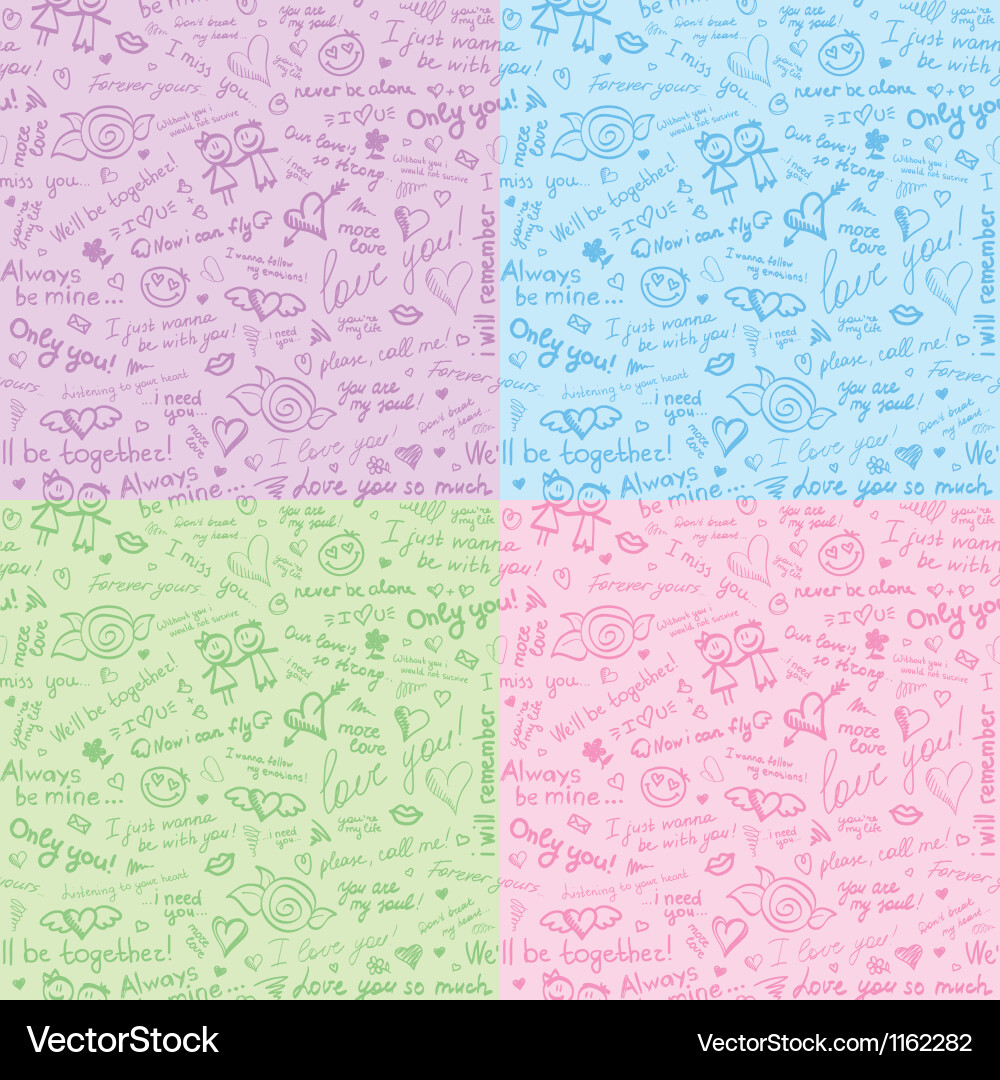 Hand drawn seamless patterns Royalty Free Vector Image