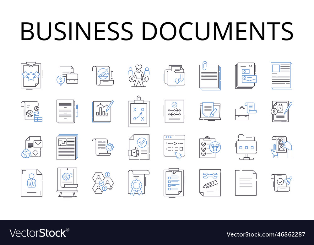 Business documents line icons collection Vector Image