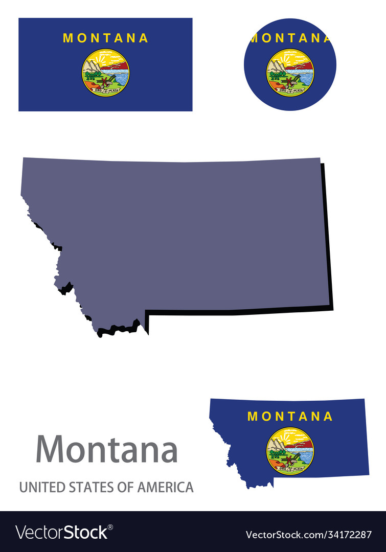 Flag and silhouette montana Royalty Free Vector Image